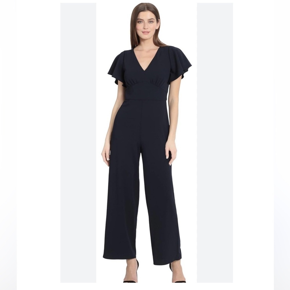 Maggy London Flutter Sleeve Jumpsuit in Twilight Navy size 16